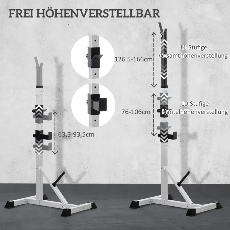 Set 2 Hantelställ 3 Nivåer Höjdjusterbart Stål Skivstångsställ Squat