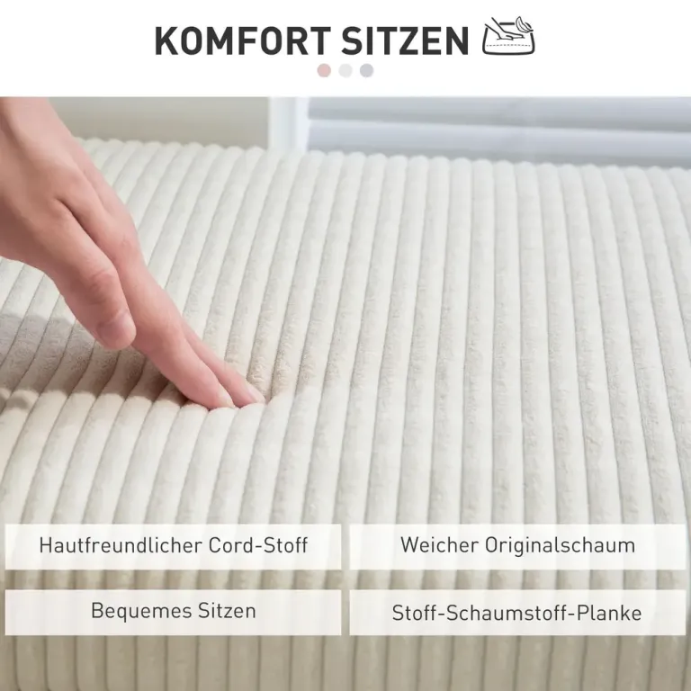 Bänk Förvaringsbänk Stoppad Kista Beige 112 x 42 x 40 cm