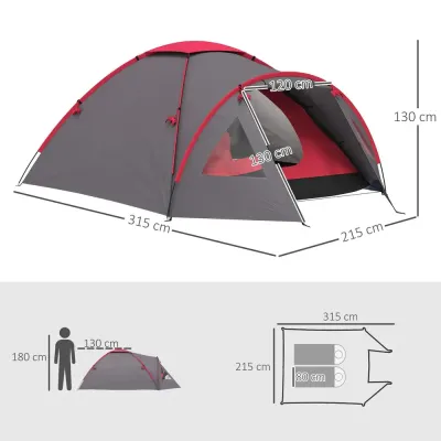 Campingtält för 3 Personer Lätt och UV 50+ och Kapell Grå