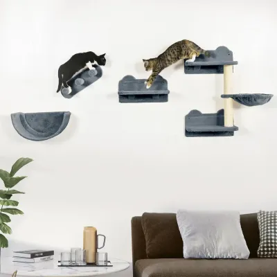 Kattklättervägg med Hängmatta och Klösbräda, Grå