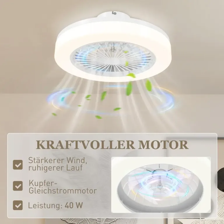 Takfläkt med LED-Lampa och Fjärrkontroll 6 Hastigheter