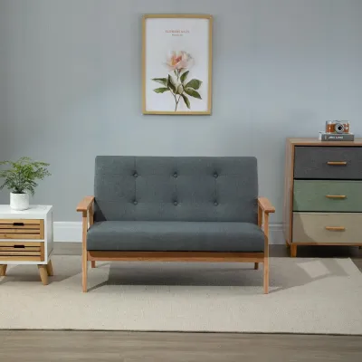 2-Sitsig Soffa i Linnetyg Kompakt 115 x 66,5 x 73 cm
