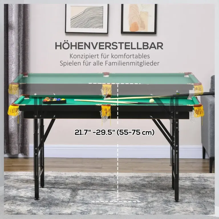Biljardbord med Hopfällbara Ben och Höjdjustering Mini Hopfällbart