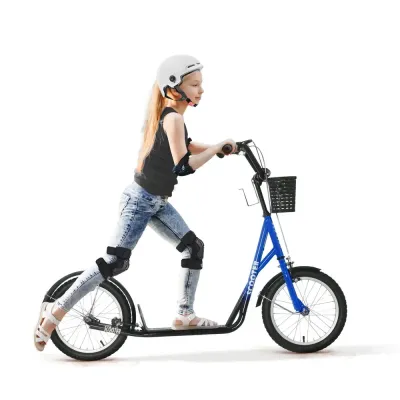 Sparkcykel för Barn med Korg och Broms Blå