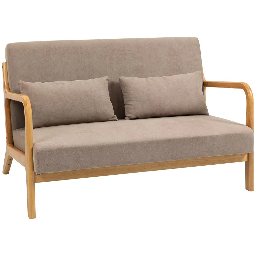 Soffa Loveseat 2-Sits Ljusgrå av Gummiträ 122 x 71 x 76 Cm