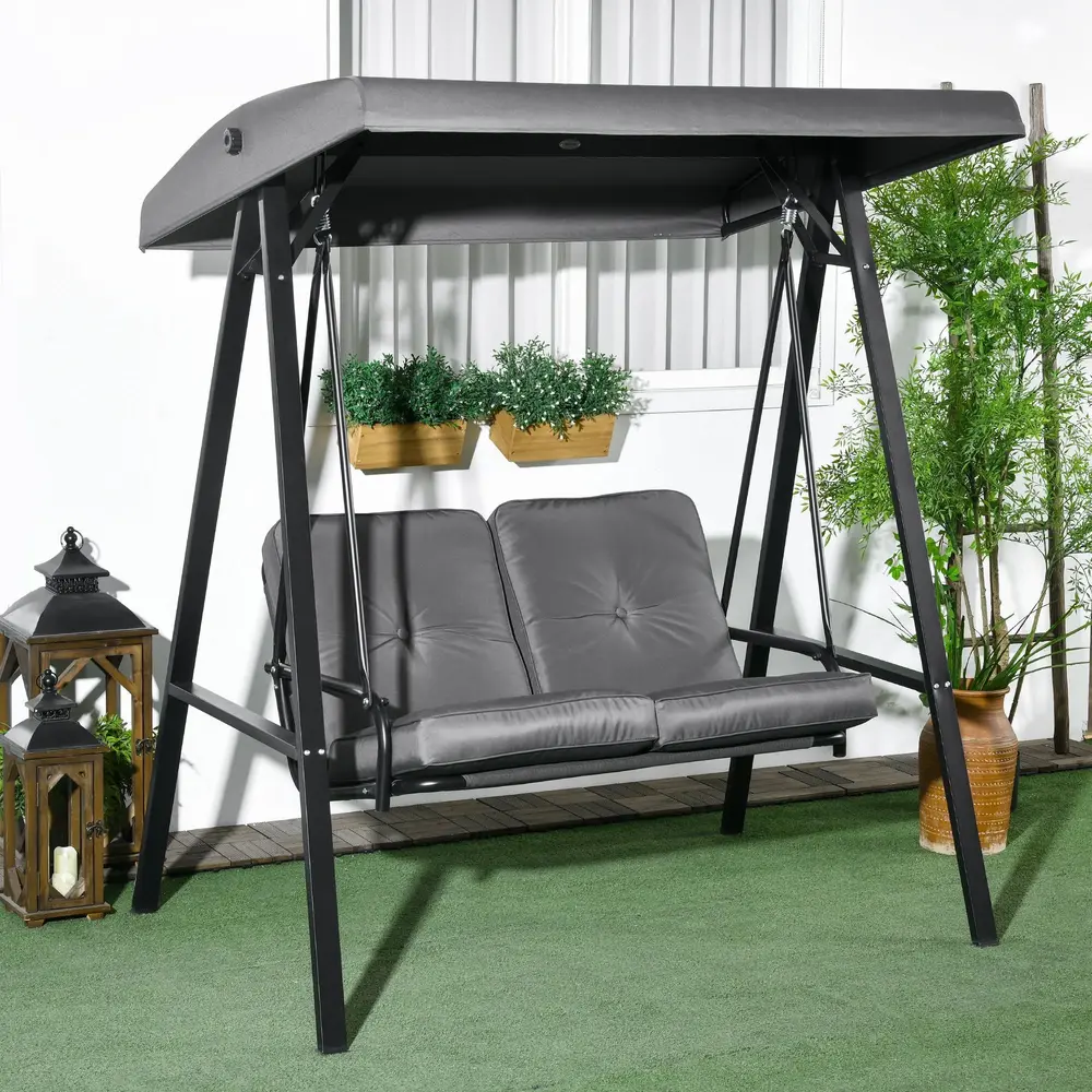 Trädgårdsgunga Hammock Mörkgrå 145 x 116 x 172 Cm