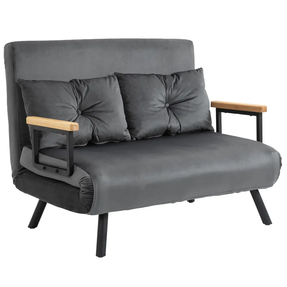 Bäddsoffa 2-Sits Soffa Mörkgrå av Sammet 102 x 73 x 81 cm