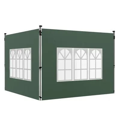 Sidoväggar 2-pack med Fönster för Paviljong Hållbar 3 x 3 m