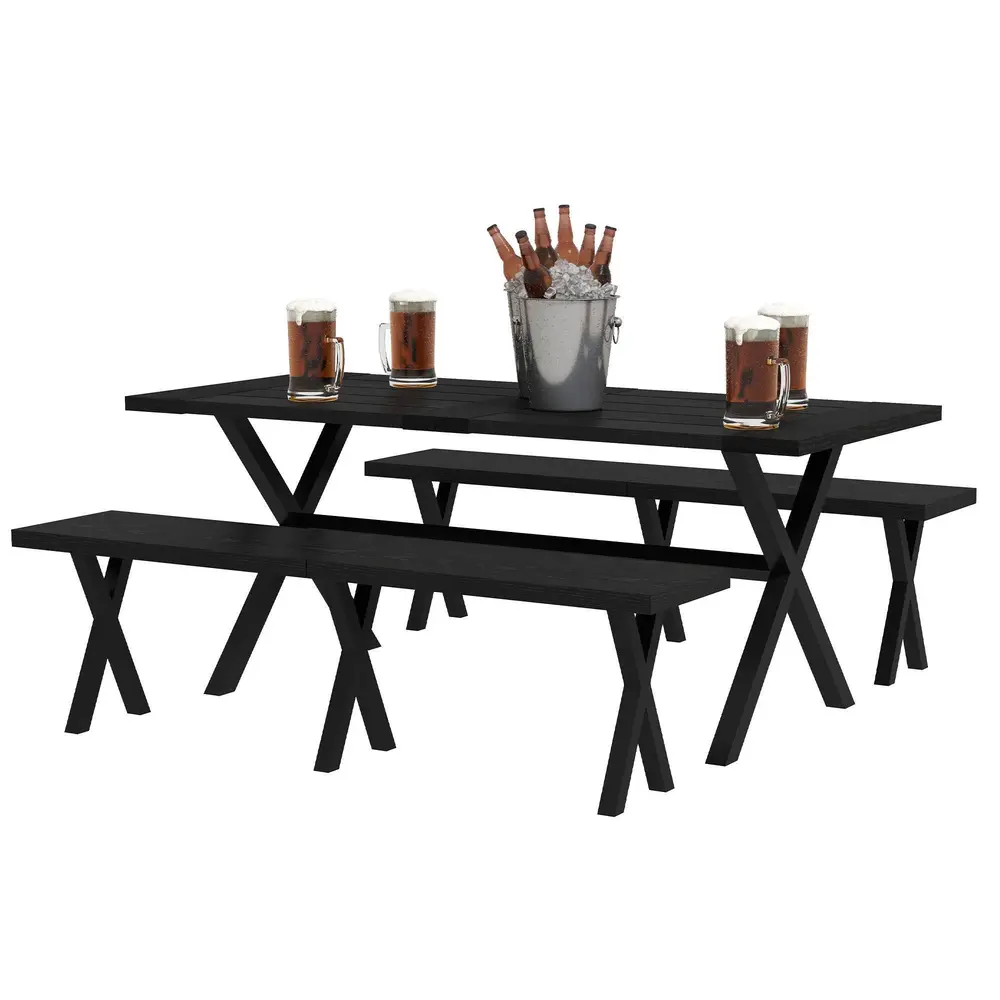 Öltältset Trädgårdsmöbler Svart av Trälook 180 x 80 x 73 Cm