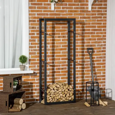Vedställ i Metall Smal Vedförvaring 60 x 25 x 150 cm