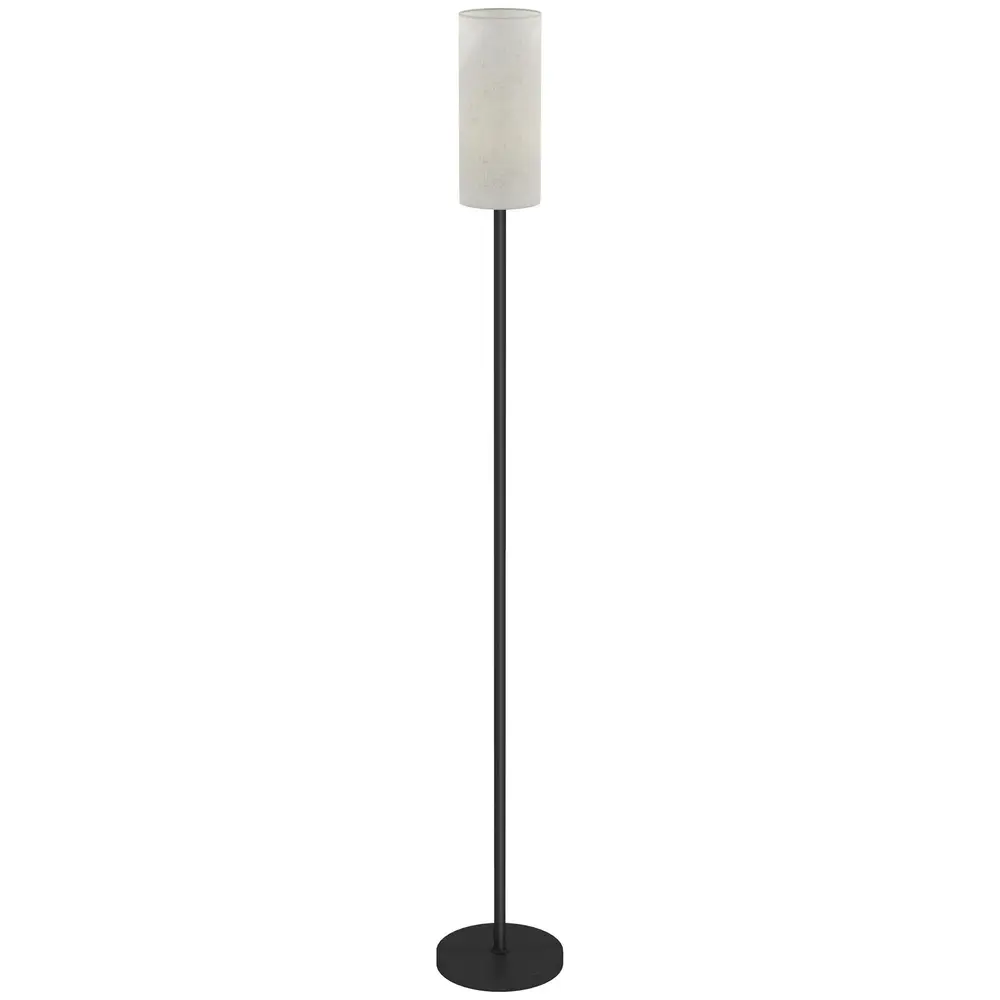 Golvlampa med Linneskärm Metallstång och Fotkontakt Vit