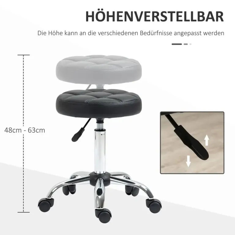 Svängbar Salongspall Höjdjusterbar Konstläder Quiltad Hjul Silver