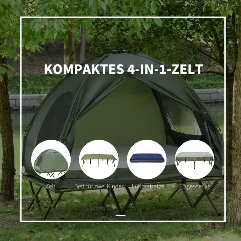 Förhöjd Campingsäng med Kupoltält Campingtält Luftmadrass Upphöjd