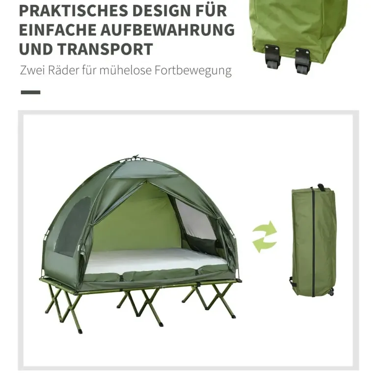 Förhöjd Campingsäng med Kupoltält Campingtält Luftmadrass Upphöjd