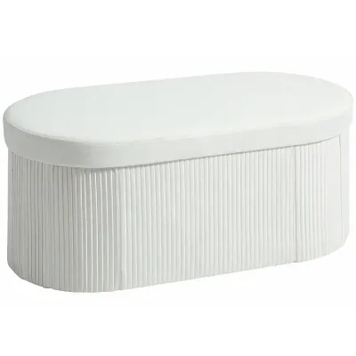 Förvaringsbänk Hopfällbar Gräddvit Sammet Oval Cremevit Look