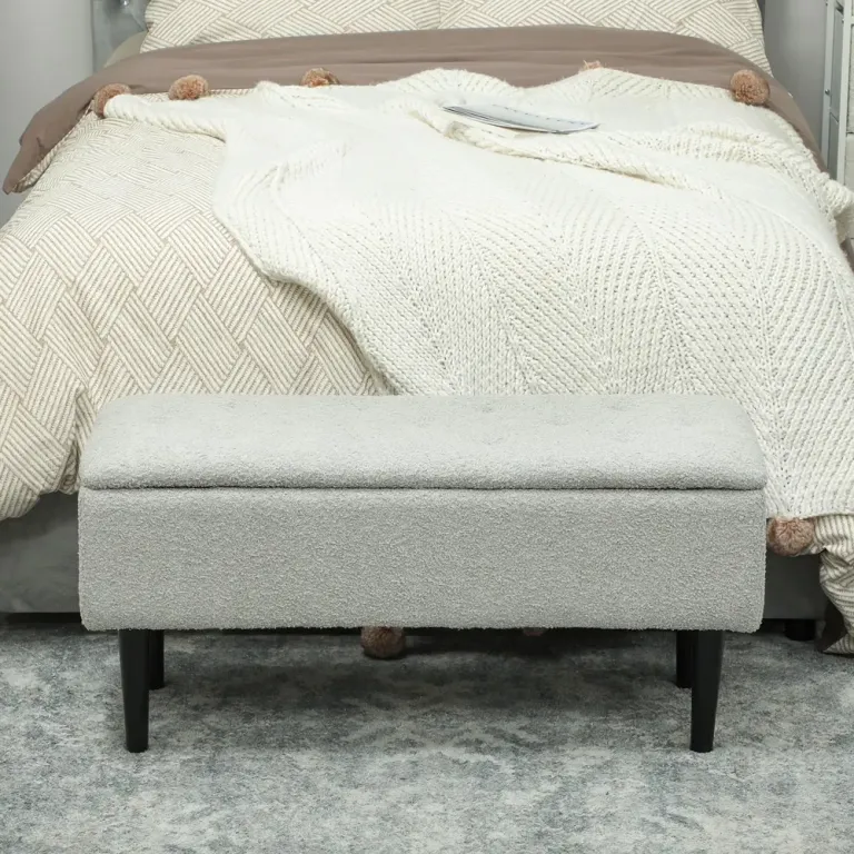 Förvaringsbänk Sammetslook Grå Sittbänk Förvaringsutrymme Teddy