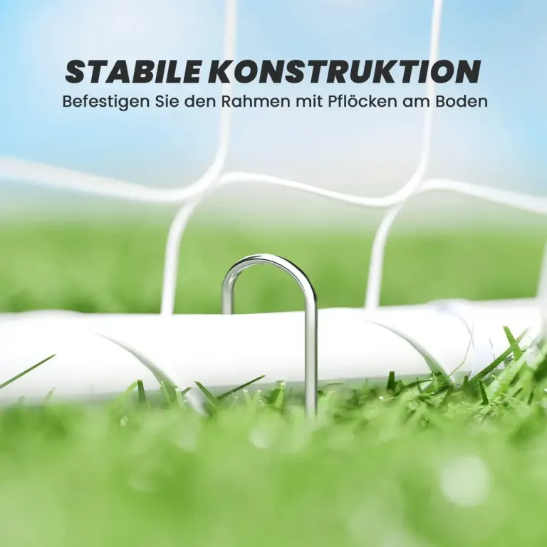 Fotbollsmål Vit och Träning Konstruktion med Markförankring Stort