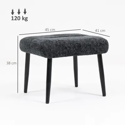 Fotpall Chenille Mjuk Mörkgrå Tyg och Stål 45x41x38 cm