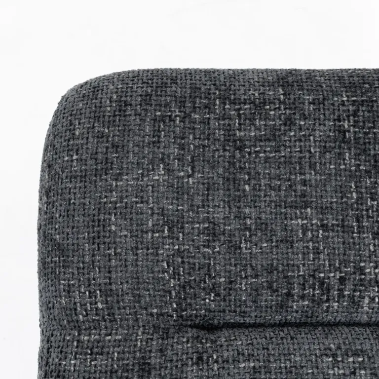 Fotpall Chenille Mjuk Mörkgrå Tyg och Stål Klädsel Stålben