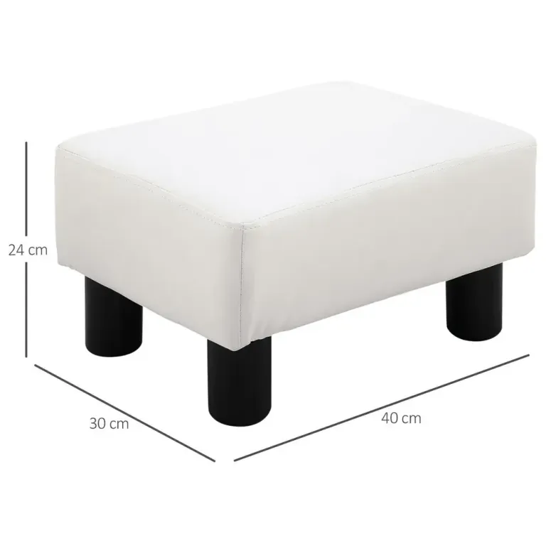 Fotpall Chesterfield Pall Vit Konstläder 40 x 30 x 24 cm