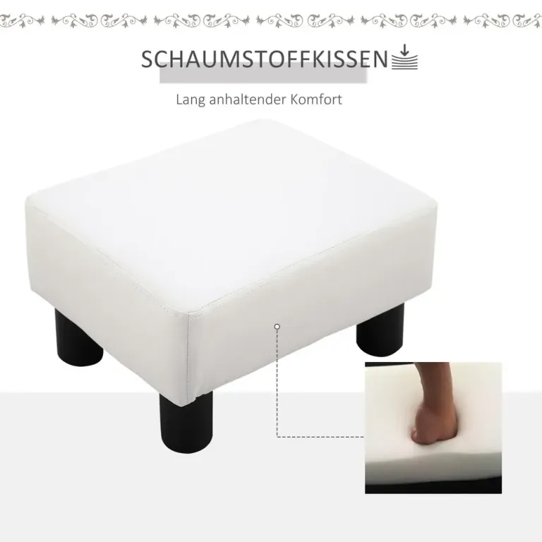 Fotpall Chesterfield Pall Vit Konstläder 40 x 30 x 24 cm