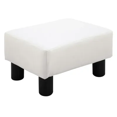 Fotpall Chesterfield Pall Vit Konstläder 40 x 30 x 24 cm