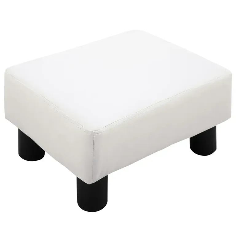 Fotpall Chesterfield Pall Vit Konstläder 40 x 30 x 24 cm