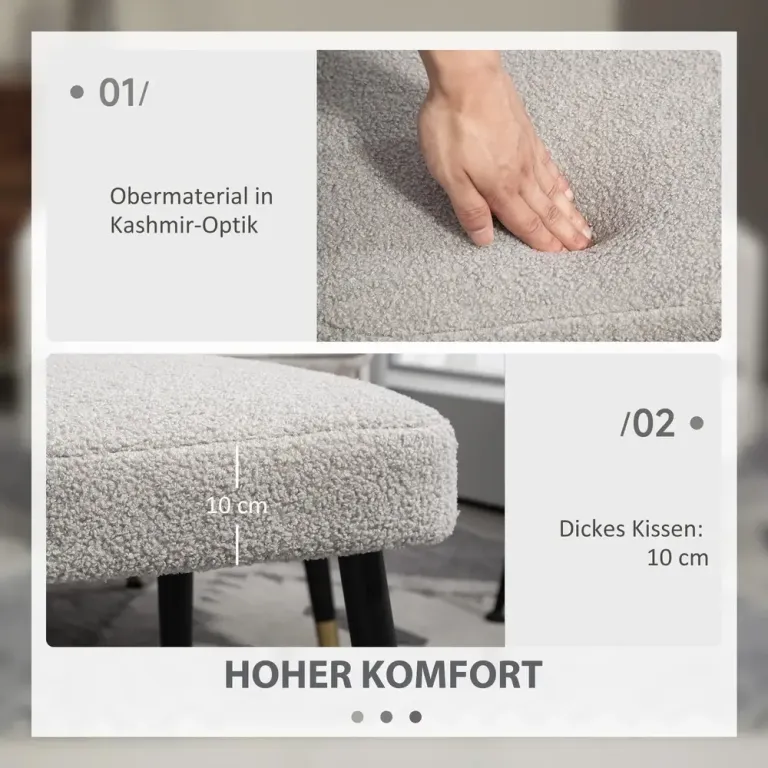 Fotpall Fotstöd Ljusgrå av Kashmirlook och Stål Fyrkantig Sittpall