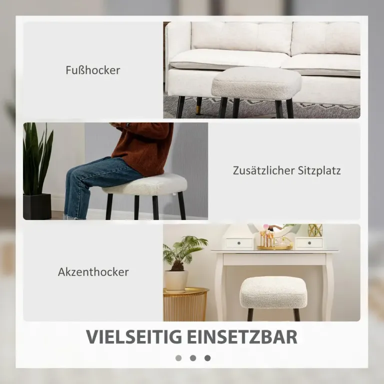 Fotpall Fotstöd Ljusgrå av Kashmirlook och Stål Fyrkantig Sittpall