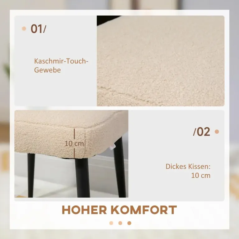 Fotpall Fyrkantig Pall Beige av Tyg Sittpall Teddy Fleece