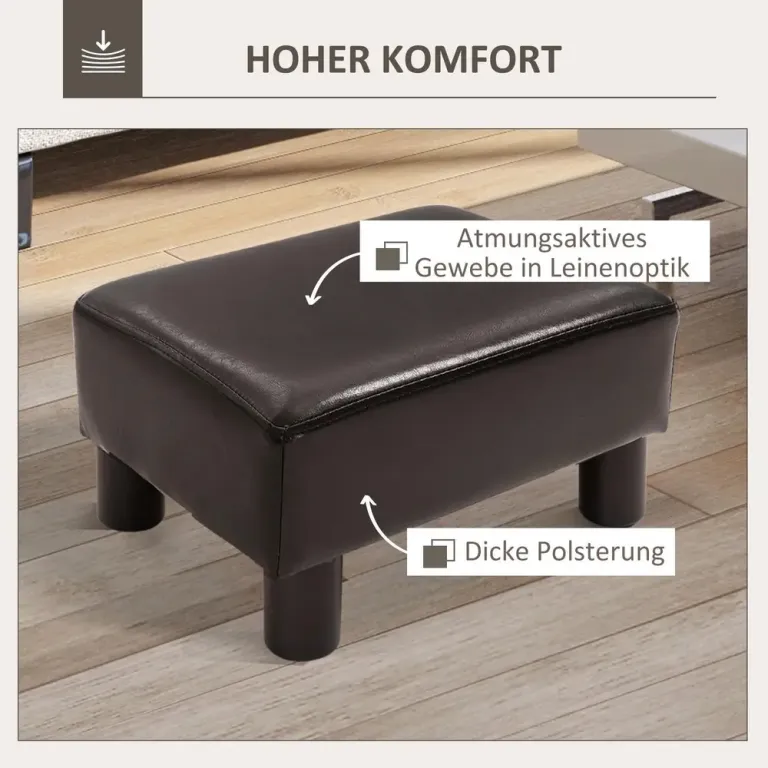 Fotpall Ottoman Kaffebrun av Konstläder och Trä Benstöd Mörkbrun