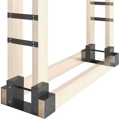 Vedställ 2 Pack Svart Metall för Vedförvaring Hållare