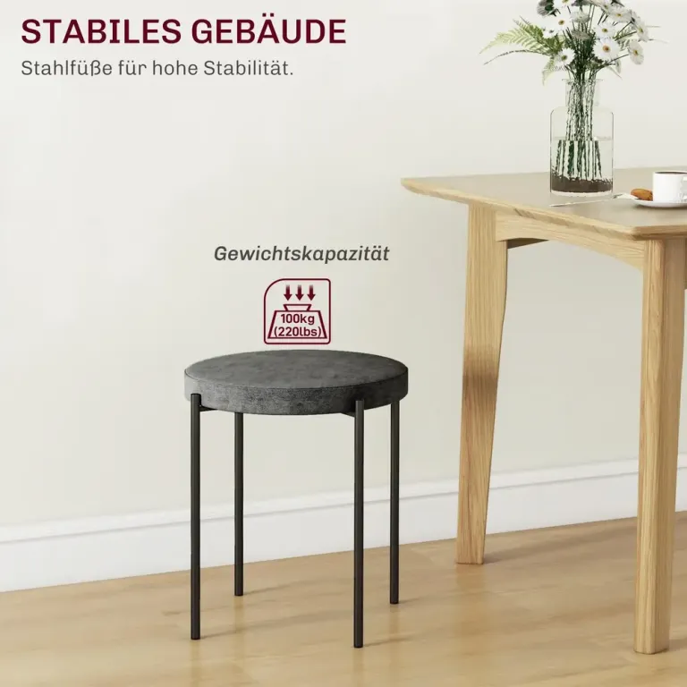 Kökspall Set om 4 Stapelbar 41,5 x x 46 cm, Mörkgrå