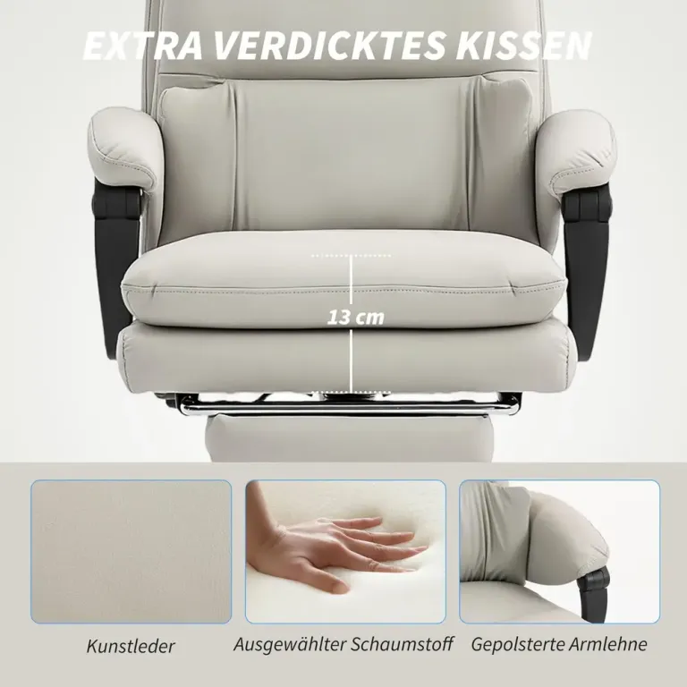 Kontorsstol Ergonomisk Ljusgrå Konstläder och Metall