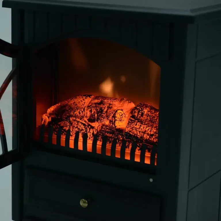Fristående Elkamin, Svart Elektrisk Värmefläkt Flameffekt