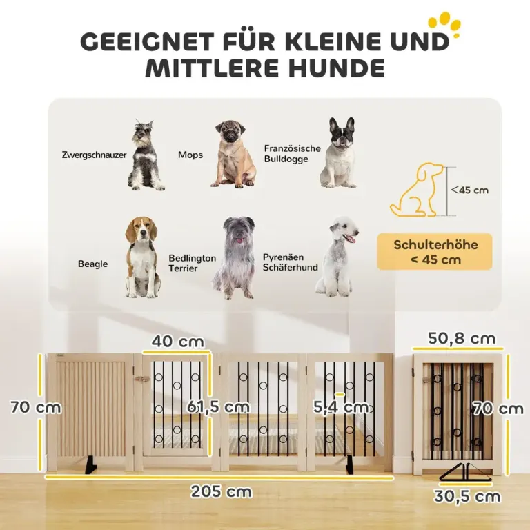 Fristående Hundgrind med Dörr, 4 Paneler Husdjursgrind Vikbar Stål