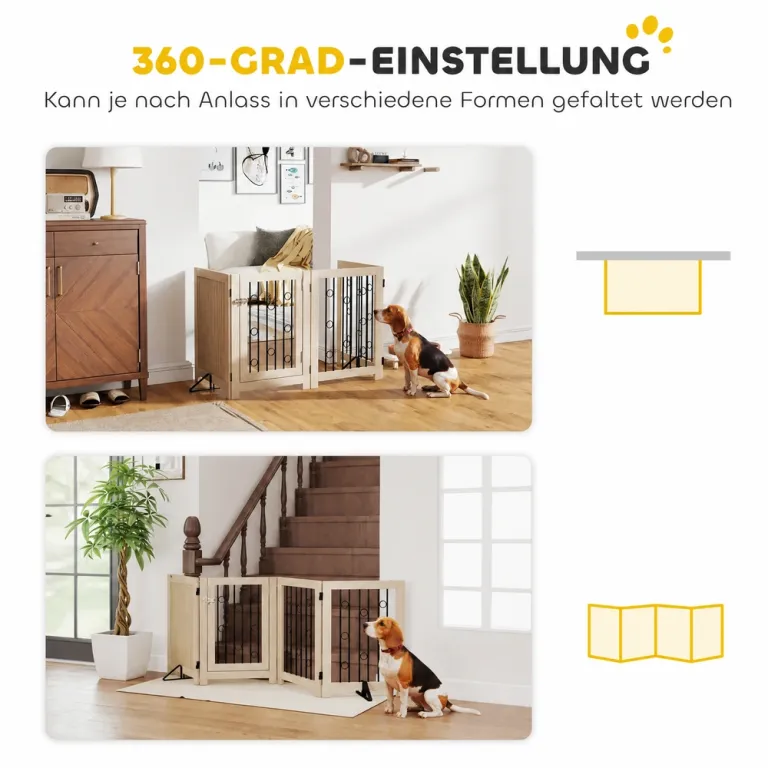 Fristående Hundgrind med Dörr, 4 Paneler Husdjursgrind Vikbar Stål