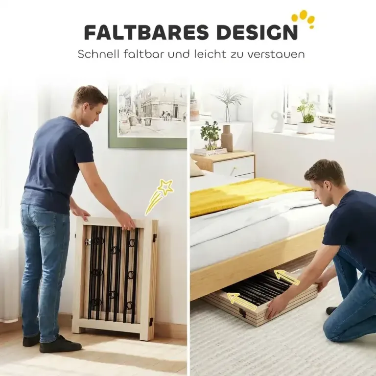 Fristående Hundgrind med Dörr, 4 Paneler Husdjursgrind Vikbar Stål