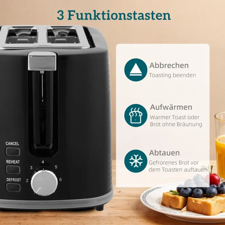 Frukostset 2 Delar Svart Plast och Rostfritt Stål Vattenkokare