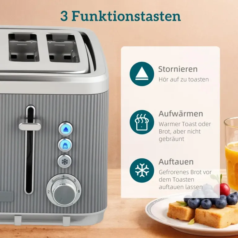 Frukostset Vattenkokare och Brödrost Retro Grå Rostfritt