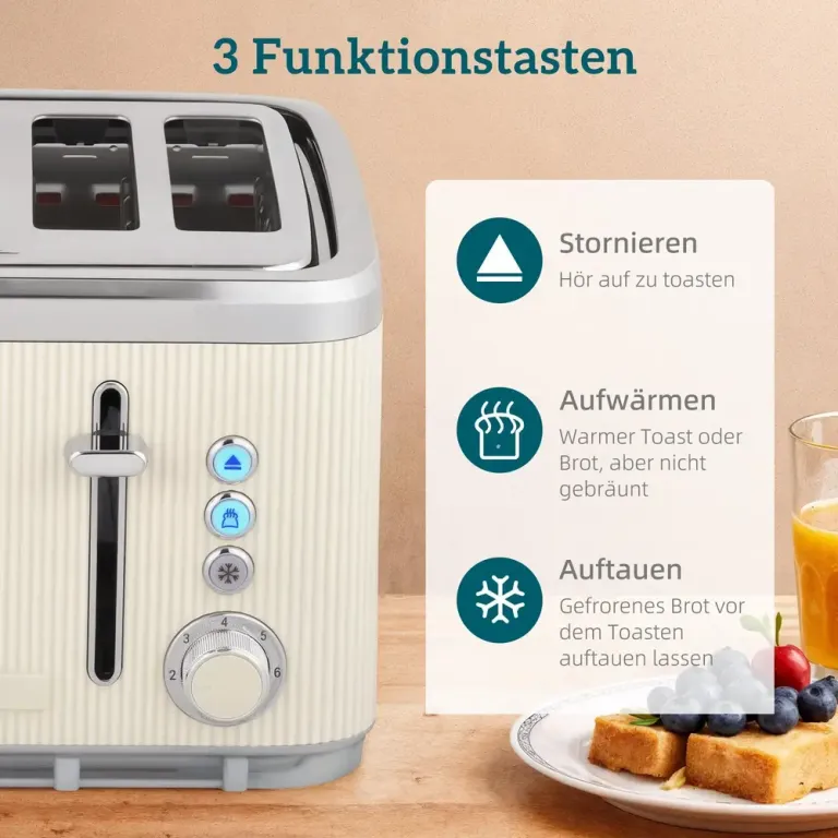 Frukostset Vattenkokare och Brödrost Retro Gräddvit