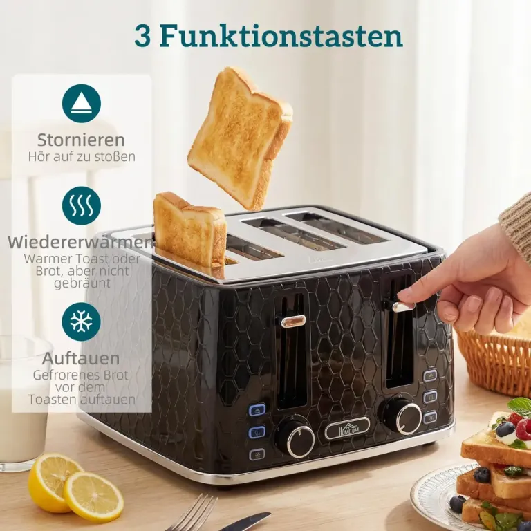 Frukostset Vattenkokare och Brödrost Svart Rostfritt Stål