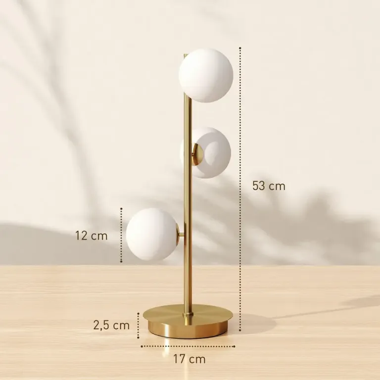 Bordslampa med 3 Sfäriska Skärmar med Robust Skulptural Glober