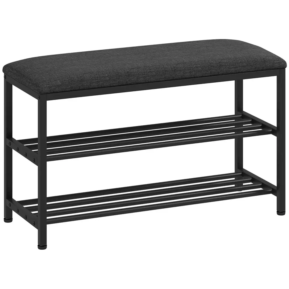 Skobänk med Sittdyna och Förvaring Svart 81 x 31 x 50 Cm