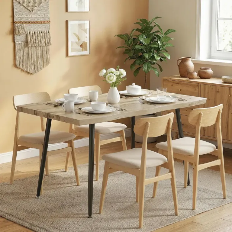 Matbord för 4 Personer i Nordisk med Stålben Hållbar 110 cm Naturlig