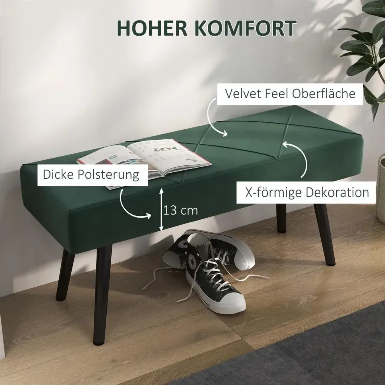 Klädd Bänk Sängbänk Grön av Tyg Sittbänk Sammet