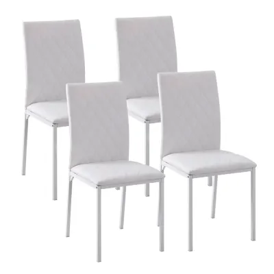 Matsalsstolar 4-Pack Prisvärd Vit Konstläder Metall