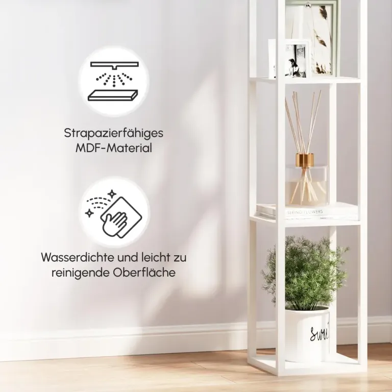 Golvlampa med Hyllor Trä (utan Glödlampa) Hyllplan Tygskärm Modern