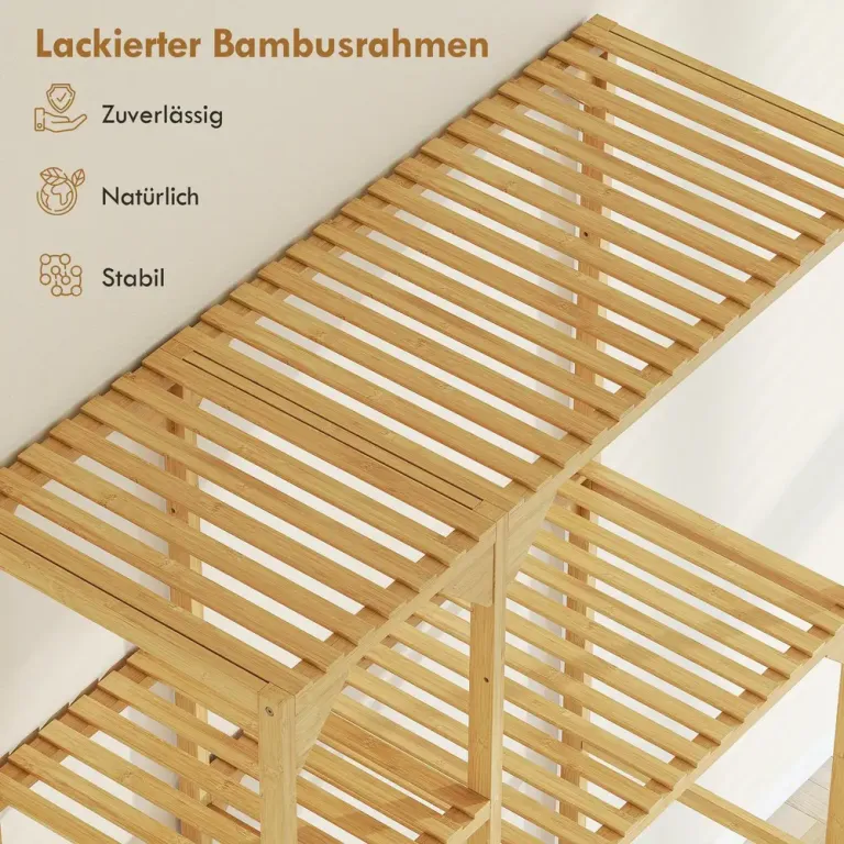 Badrumshylla för Tvättmaskin Naturfärgad Bambu, Natur Öppna Fack