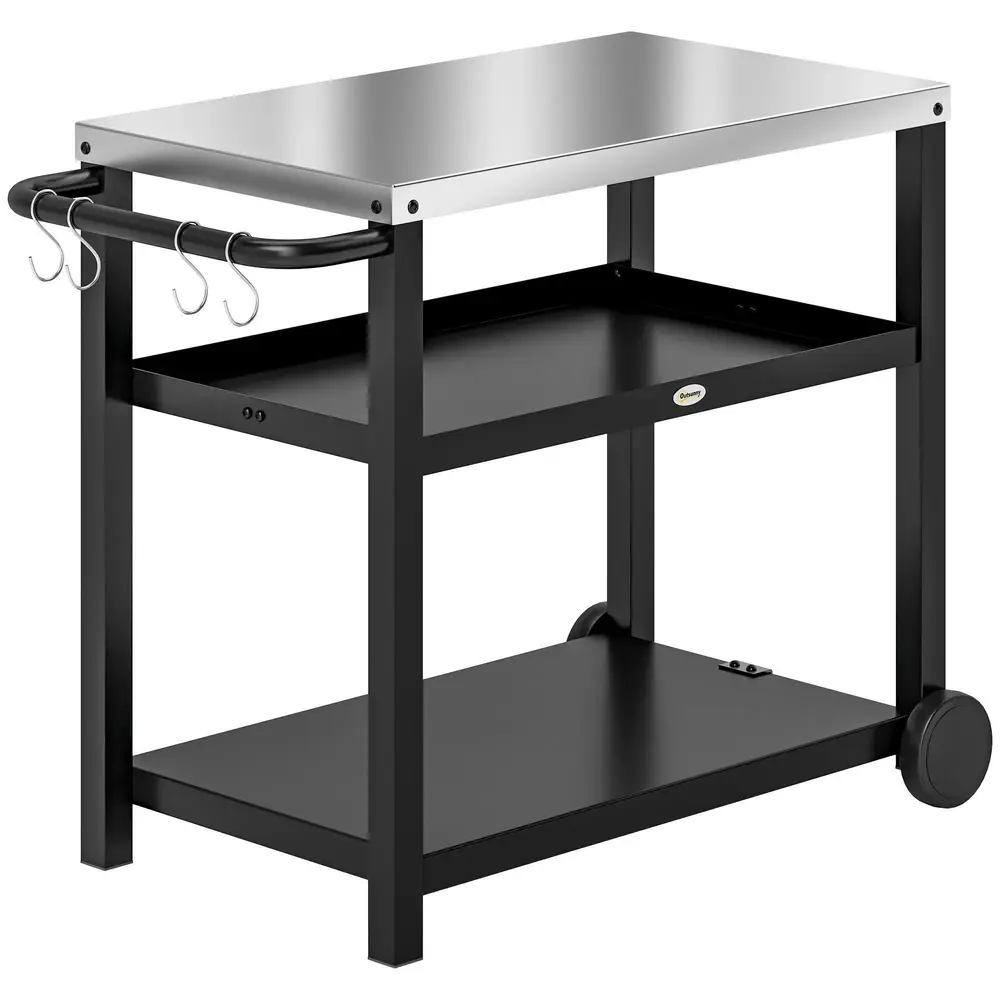 Grillvagn Serveringsvagn med Hyllor Kolgrå 102 x 50 x 81 Cm